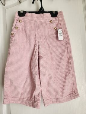 Pink Corduroy Wide-Leg Pants with Gold Heart Buttons 18-24 Months